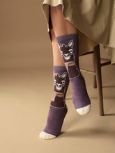 Load image into Gallery viewer, WUAMAN - Alpaca - Llama Face Alpaca Socks | Light Cushion Socks | Crew Socks: Brown / Small
