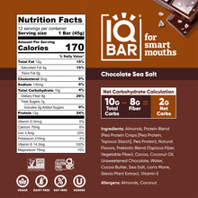 Load image into Gallery viewer, IQBAR - IQBAR Chocolate Sea Salt | Brain + Body Keto Protein Bars
