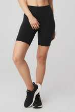 Load image into Gallery viewer, Alo Yoga Women&#39;s Athletic High Waist Biker Shorts, Black, XS
