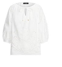 Load image into Gallery viewer, LAUREN Ralph Lauren Women's Eyelet Cotton Broadcloth Top, White, XS
