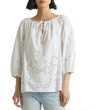 Load image into Gallery viewer, LAUREN Ralph Lauren Women's Eyelet Cotton Broadcloth Top, White, XS
