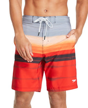 Load image into Gallery viewer, Speedo Men's Ombre Gradient Stripe Stretch Board Shorts,Black, 2XL
