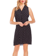 Load image into Gallery viewer, Vince Camuto Women&#39;s Black-ivory Polka Dot Split Neck Mini Dress, S
