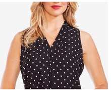 Load image into Gallery viewer, Vince Camuto Women&#39;s Black-ivory Polka Dot Split Neck Mini Dress, S
