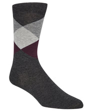 Load image into Gallery viewer, Cole Haan Men&#39;s Diamond Crew Socks, Gray Maroon, One Size
