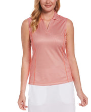 Load image into Gallery viewer, PGA TOUR Women&#39;s Gingham-Print Collared Golf Shirt, Hot Coral, L
