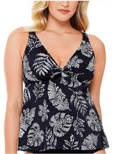 Load image into Gallery viewer, Swim Solutions Women's V-Neck Underwire Tankini Top, Black, 18
