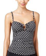 Load image into Gallery viewer, Swim Solutions Women's Polka Dot Hardware Tankini Top, Black/White, 8
