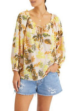 Load image into Gallery viewer, Sanctuary Women's Tropical Print Long Sleeve Blouse, Soft Palms, XS
