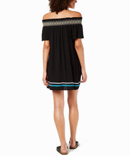 Load image into Gallery viewer, Miken Juniors Embroidered Off-The-Shoulder Swimsuit Coverup, Black, XS
