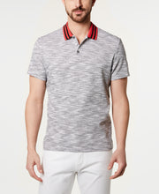 Load image into Gallery viewer, Alfani Men&#39;s Pop Collar Striped Textured Polo Shirt, White, XXL
