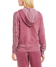 Load image into Gallery viewer, Ideology Women&#39;s Burnout Smocked-Sleeve Zip Hoodie, Red Passion, XS
