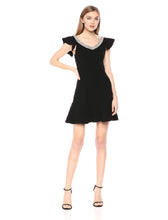 Load image into Gallery viewer, Rachel Zoe Women&#39;s Fifi Beaded Fit &amp; Flare Cocktail Dressy, Black, 6
