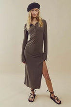 Load image into Gallery viewer, Free People Women&#39;s Olivia Henley Knit Column Dress, Taupe, L
