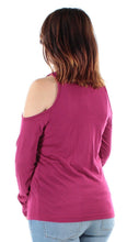Load image into Gallery viewer, Chelsea Sky Women's New $48 Cold Shoulder Long Sleeve Casual Top Red XS
