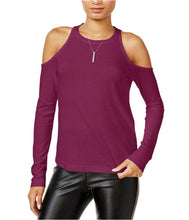 Load image into Gallery viewer, Chelsea Sky Women's  Cold Shoulder Long Sleeve Top, Sangria, M
