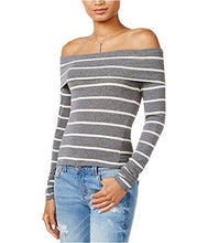 Load image into Gallery viewer, Chelsea Sky Women's Off The Shoulder Striped Pullover Top, Gray, S

