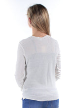 Load image into Gallery viewer, Chelsea Sky Women's Long Sleeve Lace-Up Knit Top, Ivory, XS
