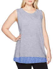Load image into Gallery viewer, Calvin Klein Performance Women&#39;s Plus Stripe Double Layer Tank Grey, 1X
