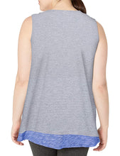Load image into Gallery viewer, Calvin Klein Performance Women&#39;s Plus Stripe Double Layer Tank Grey, 1X

