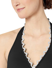 Load image into Gallery viewer, Anne Cole Women&#39;s Ric Rack Halter Bikini Top, Black/White, XS
