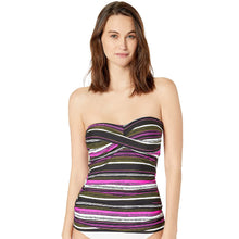 Load image into Gallery viewer, Anne Cole Women&#39;s Twist Shirred Bandeau Tankini Swim Top, Multi, XS
