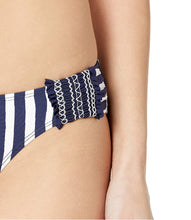 Load image into Gallery viewer, Anne Cole Studio Women&#39;s Tab Side Bikini Bottom, Navy White Stripe, XS

