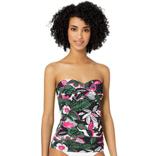 Load image into Gallery viewer, Anne Cole Women&#39;s Shirred Bandeau Tankini Top, Green Floral, S
