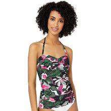 Load image into Gallery viewer, Anne Cole Women&#39;s Shirred Bandeau Tankini Top, Green Floral, S
