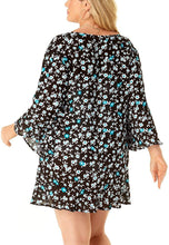 Load image into Gallery viewer, Anne Cole Women&#39;s V-Neck Flounce Tunic Cover Up Dress, Black, 22W-24W
