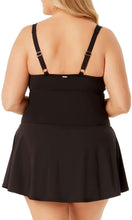 Load image into Gallery viewer, Anne Cole Plus Women&#39;s V-Neck Ruched Underwire Swimdress, Black, 20W
