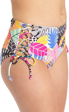 Load image into Gallery viewer, California Waves Juniors&#39; Tropic Lace-Up High-Waist Bikini Bottoms, M
