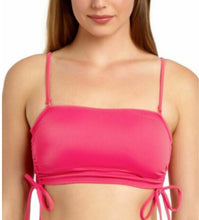 Load image into Gallery viewer, California Waves Women&#39;s Ribbed Side-Tie Bandeau Bikini Top, Pink, M

