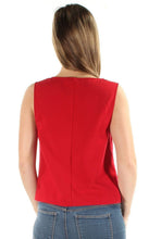 Load image into Gallery viewer, kensie Women's V-Neck Sleeveless Crepe Top, Red, XS
