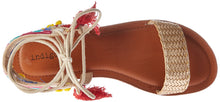 Load image into Gallery viewer, Indigo Rd. Women's Doe Lace-Up Tasseled Flat Sandal, Gold, Size 7
