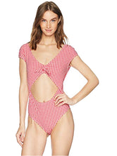 Load image into Gallery viewer, Jessica Simpson Women's Bow Cap Sleeve One-Piece Swimsuit, Pink, S
