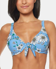 Load image into Gallery viewer, Jessica Simpson Women&#39;s Tie-Front Underwire Bikini Bra Top, Pacific, M
