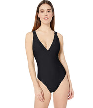 Load image into Gallery viewer, Rachel Roy Women's V-Neck Strappy Back One Piece Swimsuit Black, XL
