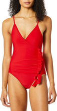 Load image into Gallery viewer, Rachel Roy Women's V-Neck Ruffle-Side One Piece Swimsuit, Radiant, M
