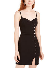 Load image into Gallery viewer, Trixxi Juniors&#39; Women&#39;s Crystal-Button Scuba Slip Dress, Black, 3/S
