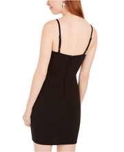 Load image into Gallery viewer, Trixxi Juniors&#39; Women&#39;s Crystal-Button Scuba Slip Dress, Black, 3/S
