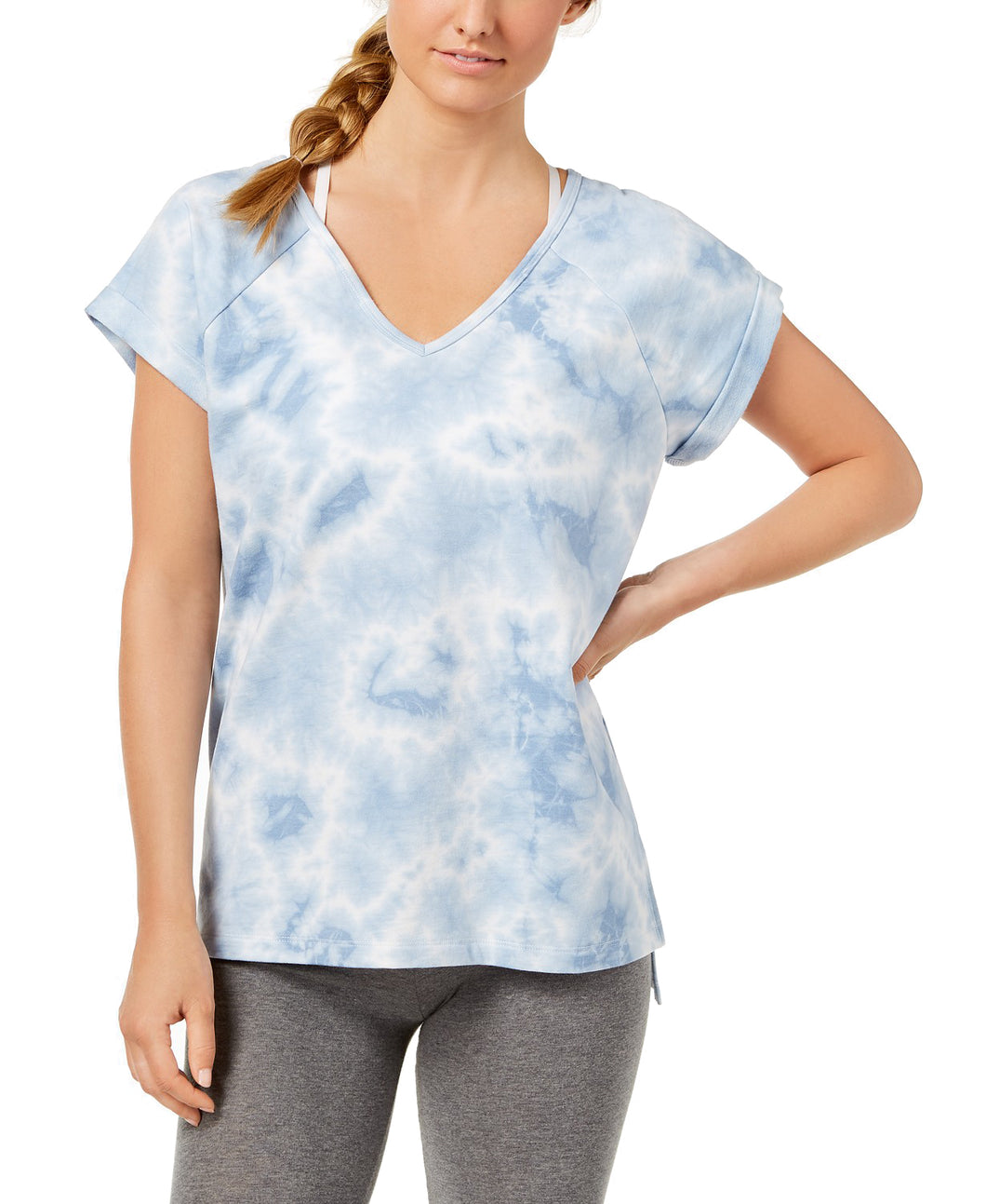 Ideology Women's Tie-Dyed Strappy Back T-Shirt, Blue Wash, XL