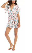 Load image into Gallery viewer, Miken Women&#39;s Clay Tropical Printed Wrap Cover-Up Dress, White, XS
