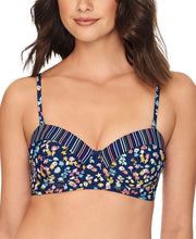 Load image into Gallery viewer, Vera Bradley Women&#39;s Ditsy Striped Reversible Underwire Bikini Top, L
