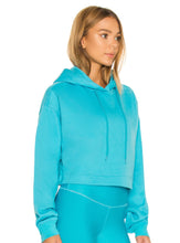 Load image into Gallery viewer, Alo Yoga Women&#39;s Bae Cropped  Hoodie, Bright Aqua, XS
