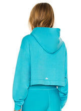 Load image into Gallery viewer, Alo Yoga Women&#39;s Bae Cropped  Hoodie, Bright Aqua, XS
