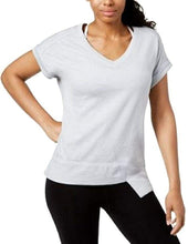 Load image into Gallery viewer, Calvin Klein Performance V-Neck Asymmetrical Hem Top, Stone, Large
