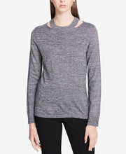 Load image into Gallery viewer, Calvin Klein Women's Cutout Pullover Long Sleeve Sweaters, Grey, S
