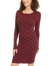 Load image into Gallery viewer, Planet Gold Junior&#39;s Studded Bodycon Dress, Windsor Wine, M
