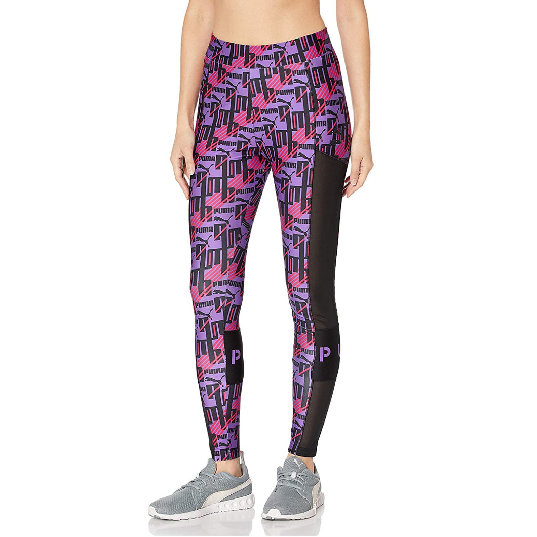 PUMA Women's XTG All Over High-Rise Print Leggings, Purple Glimmer-AOP, XS